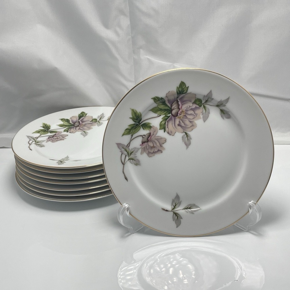 SEYEI ( Say-Yay )Fine China Japan Peony Set Of 8 Dessert Plates 6" 2104 VTG 1958